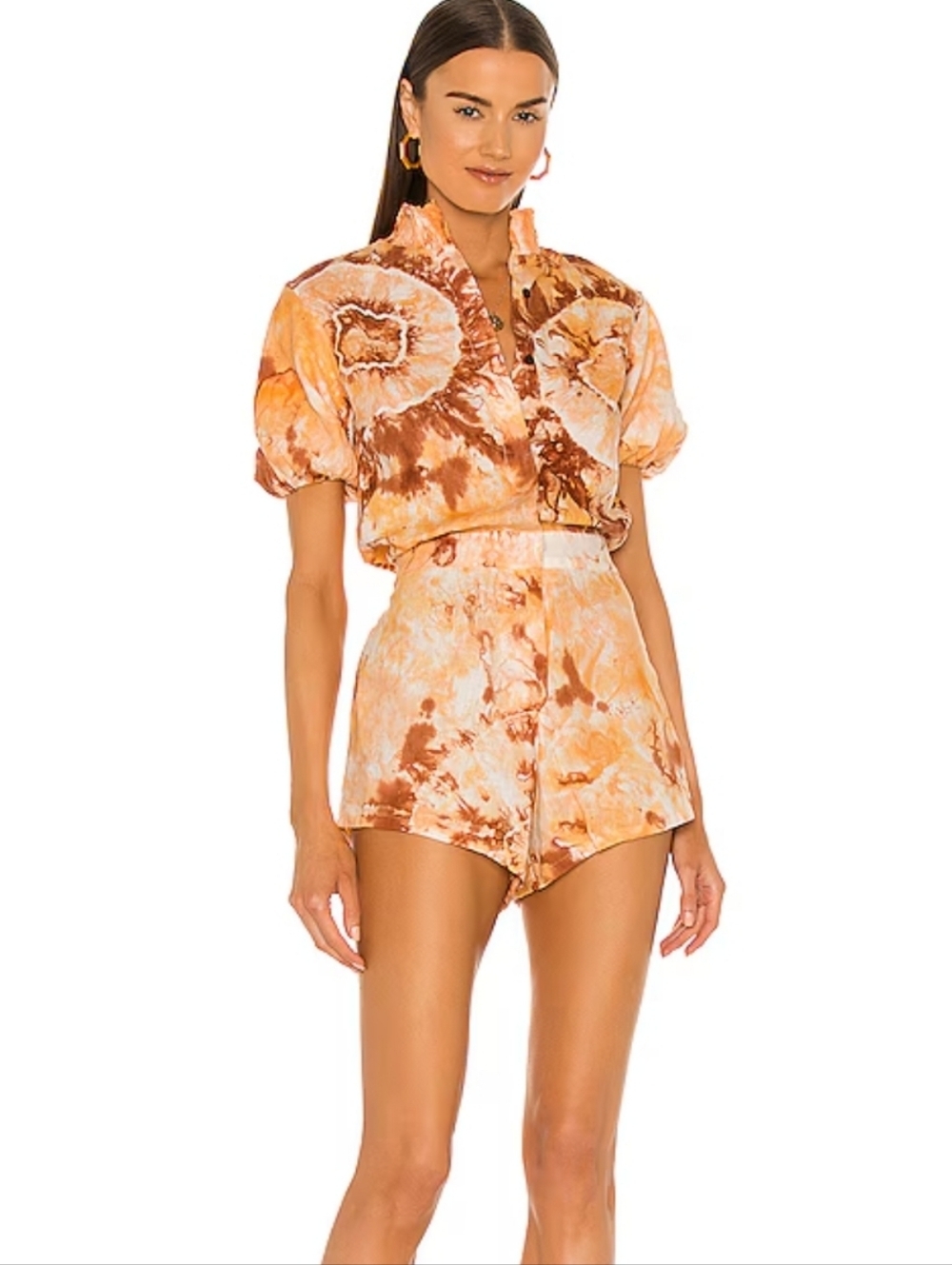 S/W/F Puff Sleeve Romper Linen Revolve Size Small